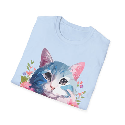 Cat Shirt Unisex Cat Tee Kitten Print Gildan Softstyle 64000