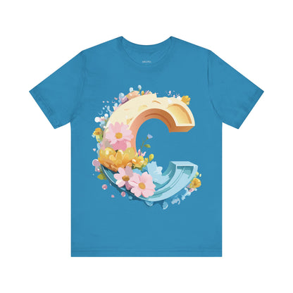 Natural Cotton Tee Shirt - Letters Collection - C Printify