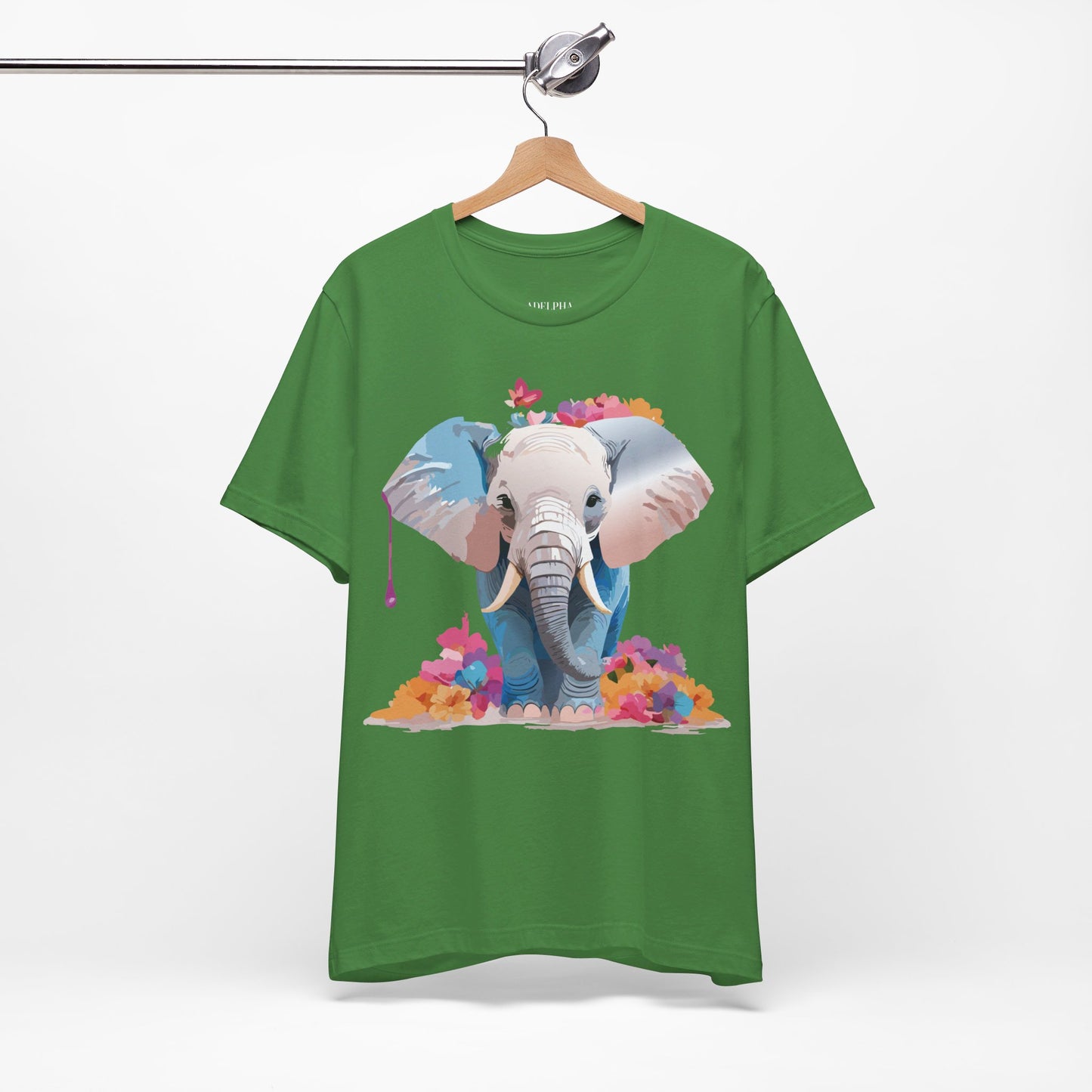 T-shirt en coton naturel avec motif éléphant