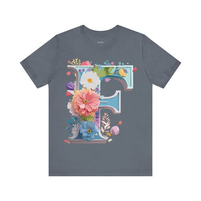 Natural Cotton Tee Shirt - Letters Collection - F Printify