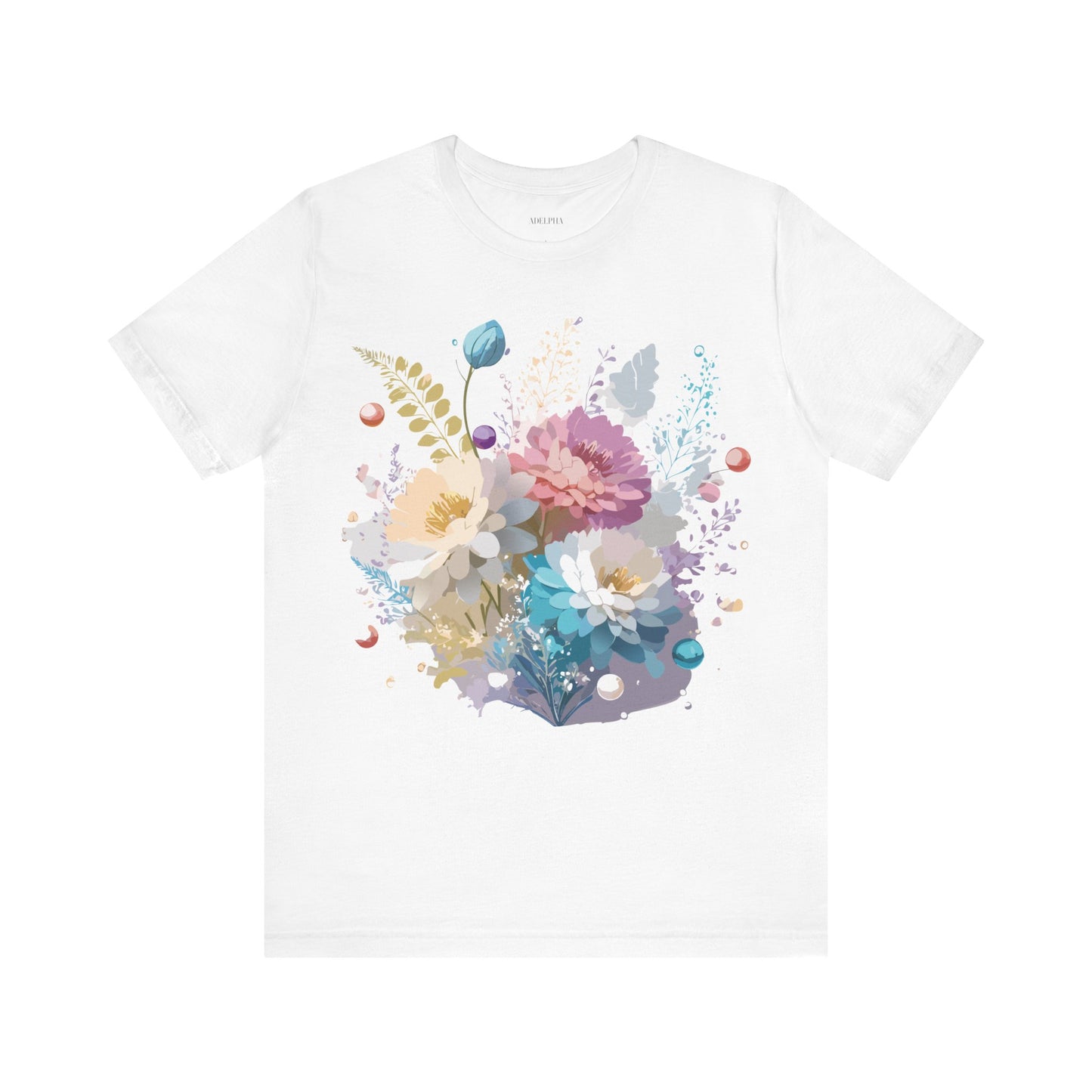 Natural Cotton Tee Shirt with Flowers