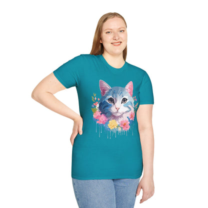 Cat Shirt Unisex Cat Tee Kitten Print Gildan Softstyle 64000