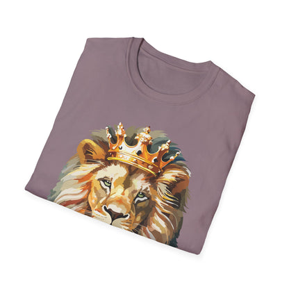 Unisex Lion Print T Shirt Softstyle 64000 One Hundred Percent Ring Spun Cotton