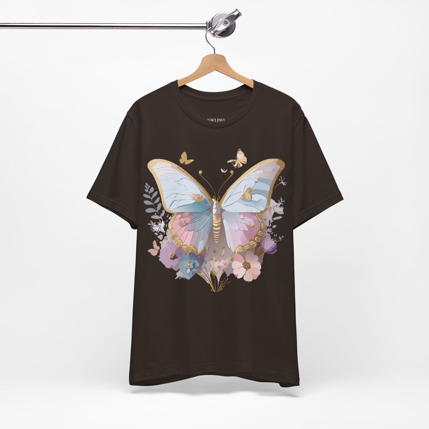 Natural Cotton Tee Shirt with Butterfly