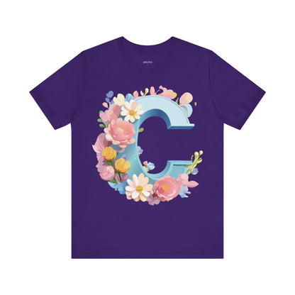 Natural Cotton Tee Shirt - Letters Collection - C Printify