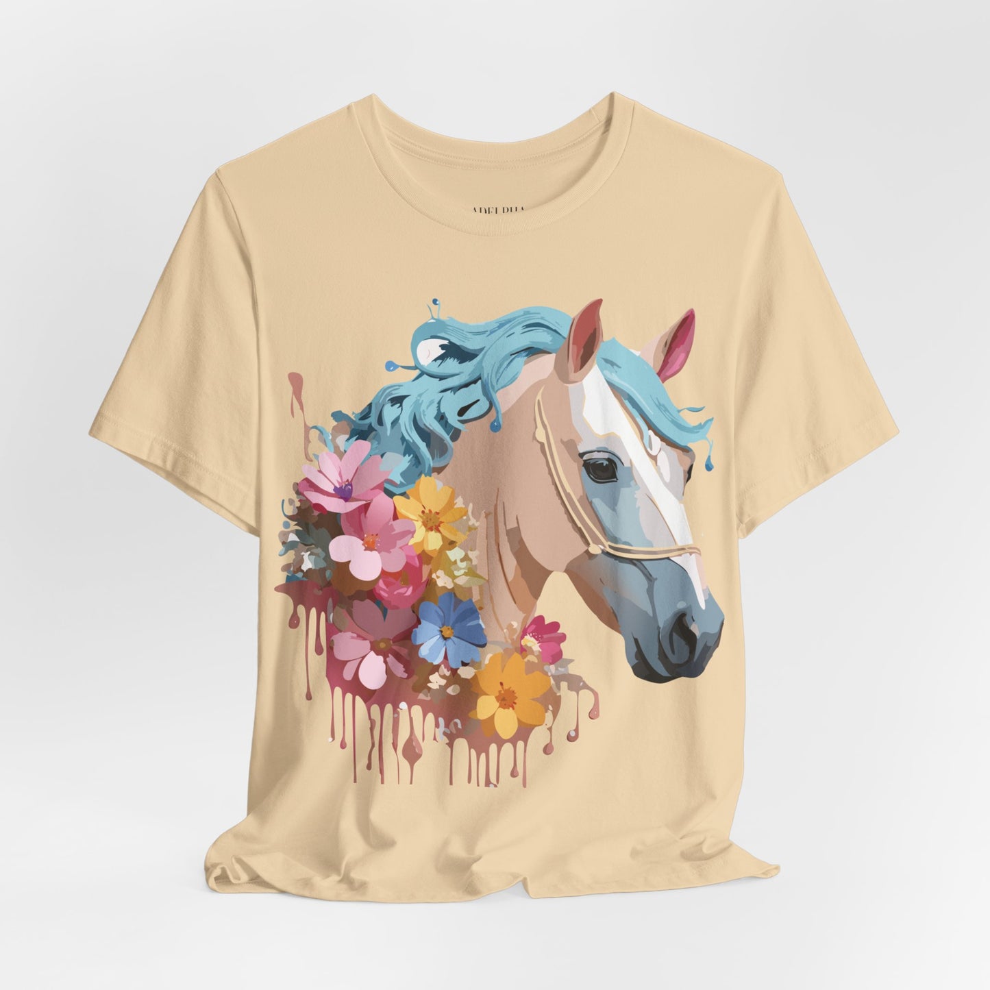 Natural Cotton Tee Shirt with Horse