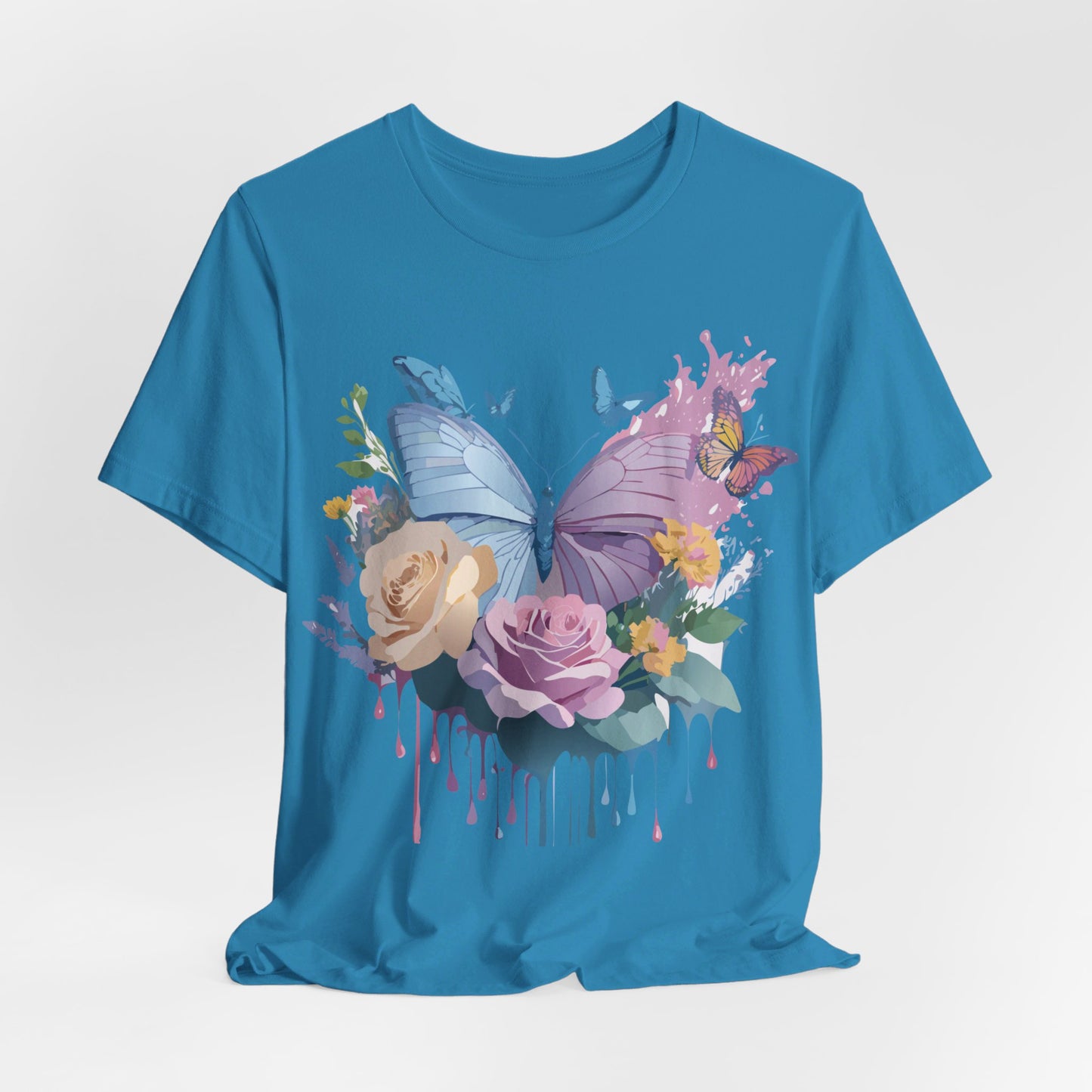 Natural Cotton Tee Shirt with Butterfly