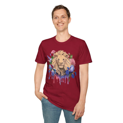 Unisex Softstyle Lion Shirt Floral Lion Tee Animal Print Graphic Tee