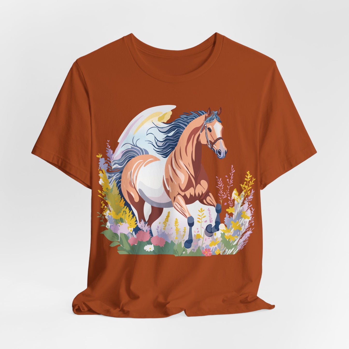 Natural Cotton Tee Shirt with Horse