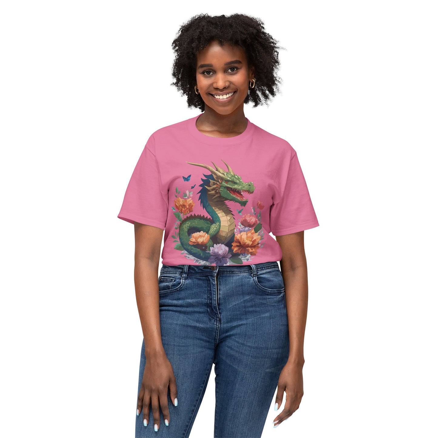 Dragon T-Shirt, Vintage Dragon Tee, Floral Tees, Dragon Art Design Shirt, Tee Shirt with Dragon 6