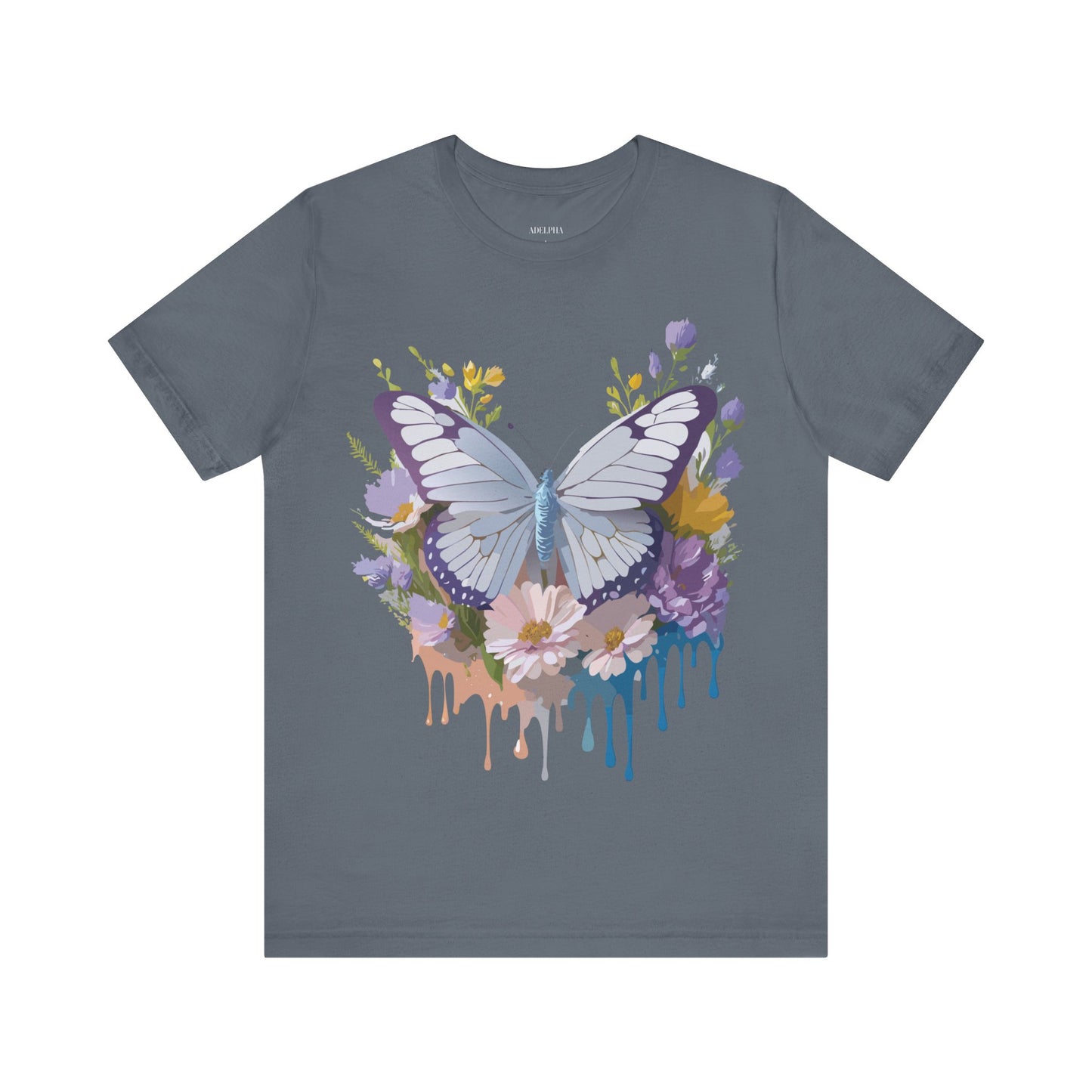 Natural Cotton Tee Shirt with Butterfly