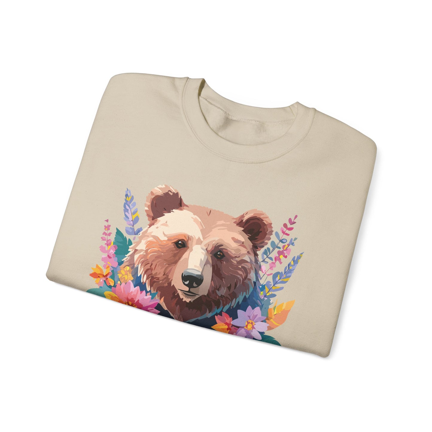 Unisex Floral Bear Sweatshirt, Animals Sweatshirt, Floral Sweatshirt, Art Design Sweatshirt