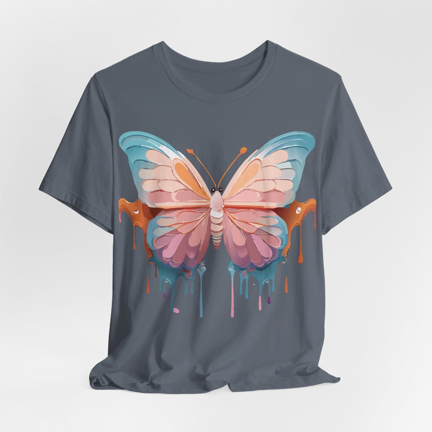 Natural Cotton Tee Shirt with Butterfly