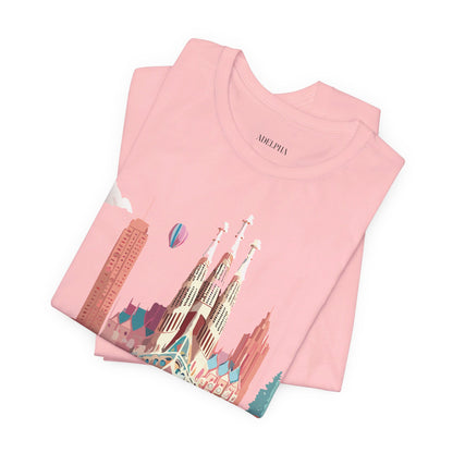 Natural Cotton Tee Shirt - Beautiful Places Collection - Barcelona Printify