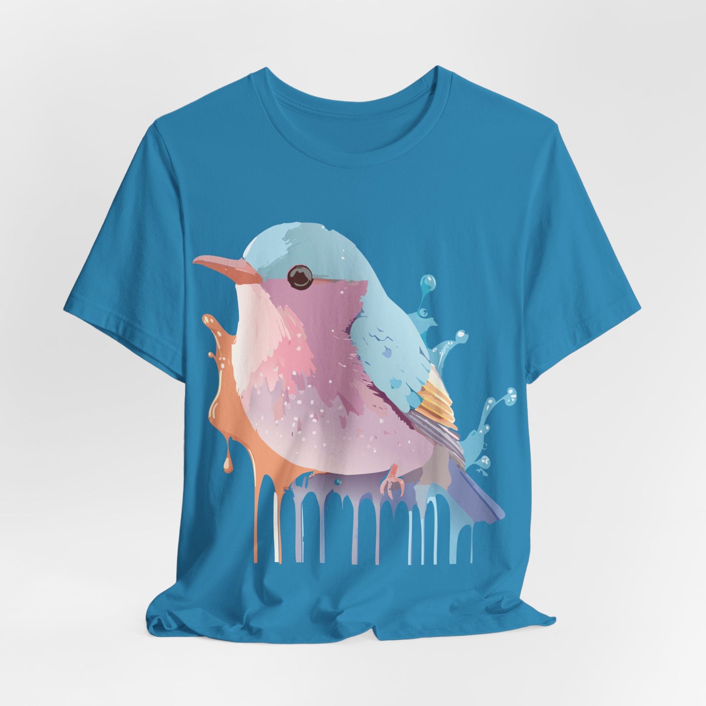 Natural Cotton Tee Shirt with Bird