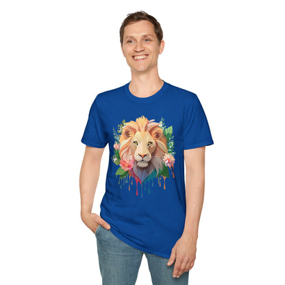 Gildan Unisex Lion Shirt Floral Lion Tee Animal Print Softstyle Tee