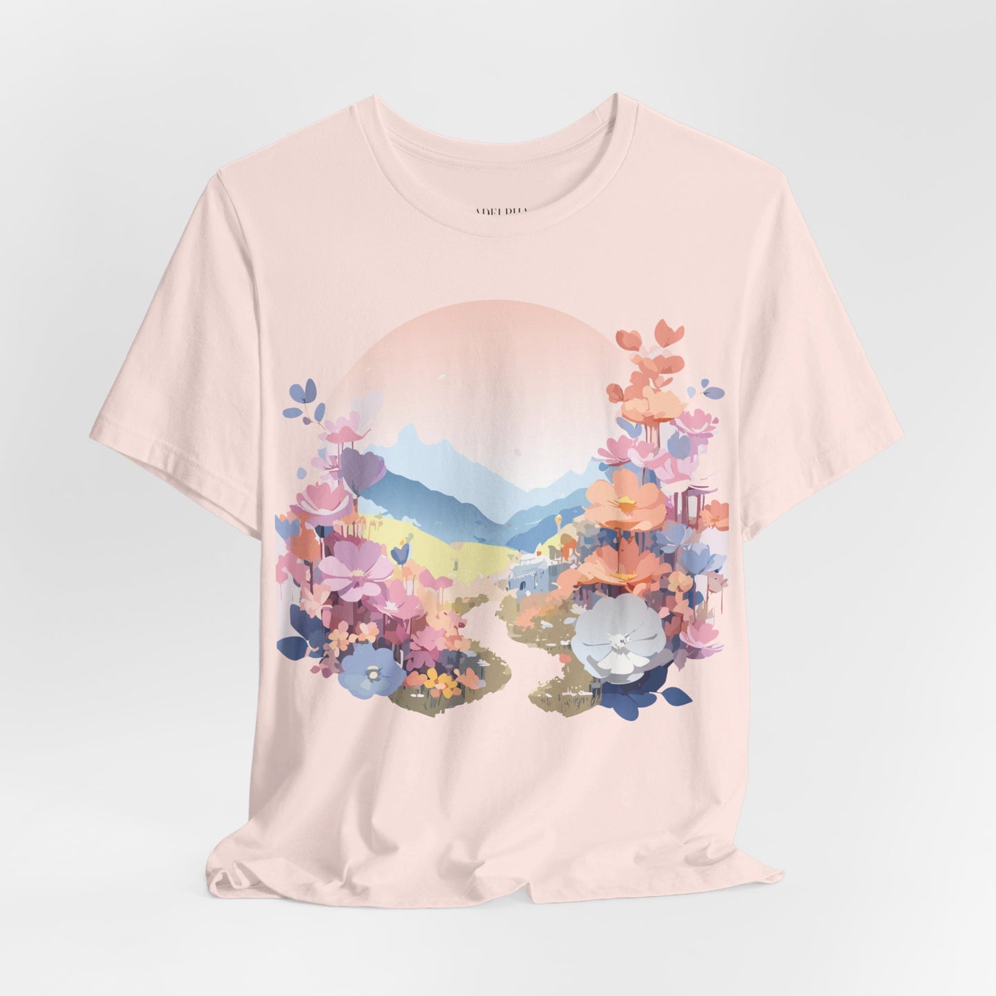 Natural Cotton Tee Shirt with Flowers