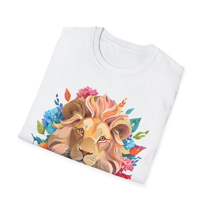 Lion Shirt Unisex Floral Lion Tee Gildan Softstyle 64000 Lightweight Cotton Tee
