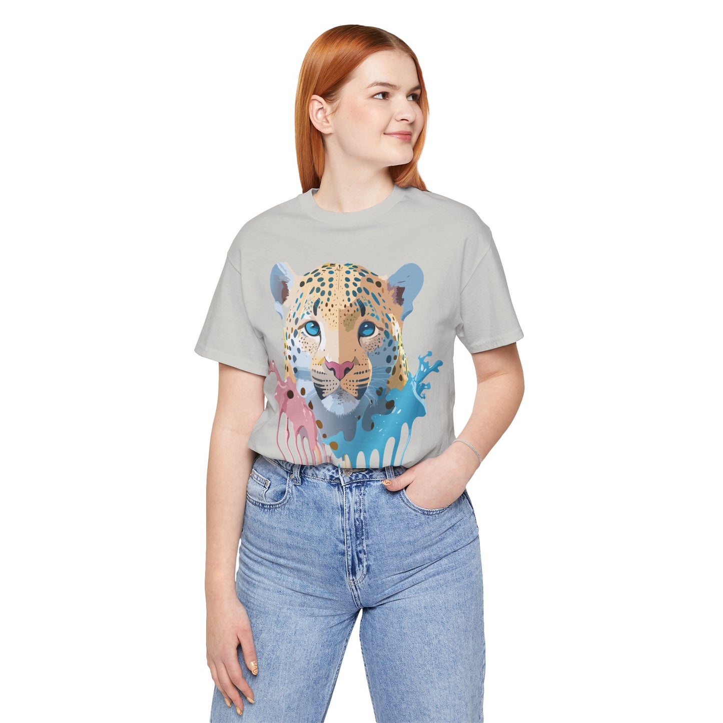 Natural Cotton Tee Shirt with Cheetah