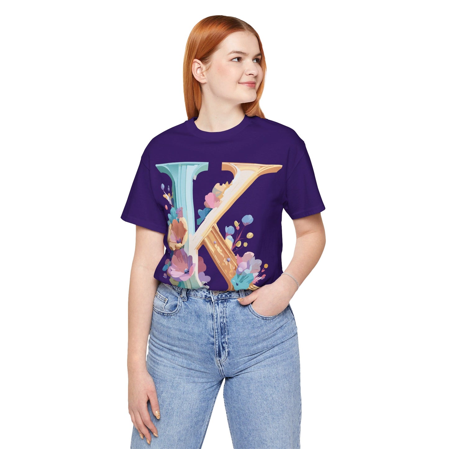 Natural Cotton Tee Shirt - Letters Collection - K