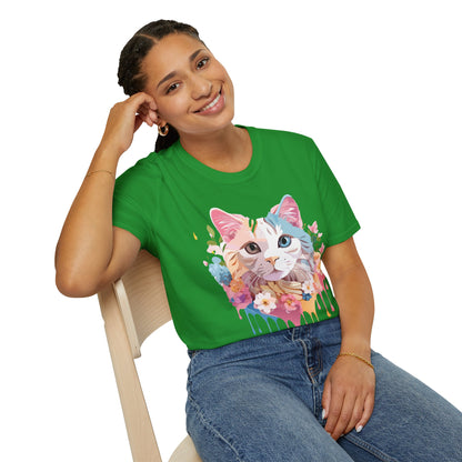 Cat Shirt Unisex Softstyle Tee 100 Percent Ring Spun Cotton Kitten Tee