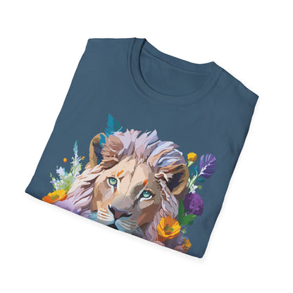 Unisex Lion Shirt Floral Lion Tee Animal Print Tee Gildan 64000