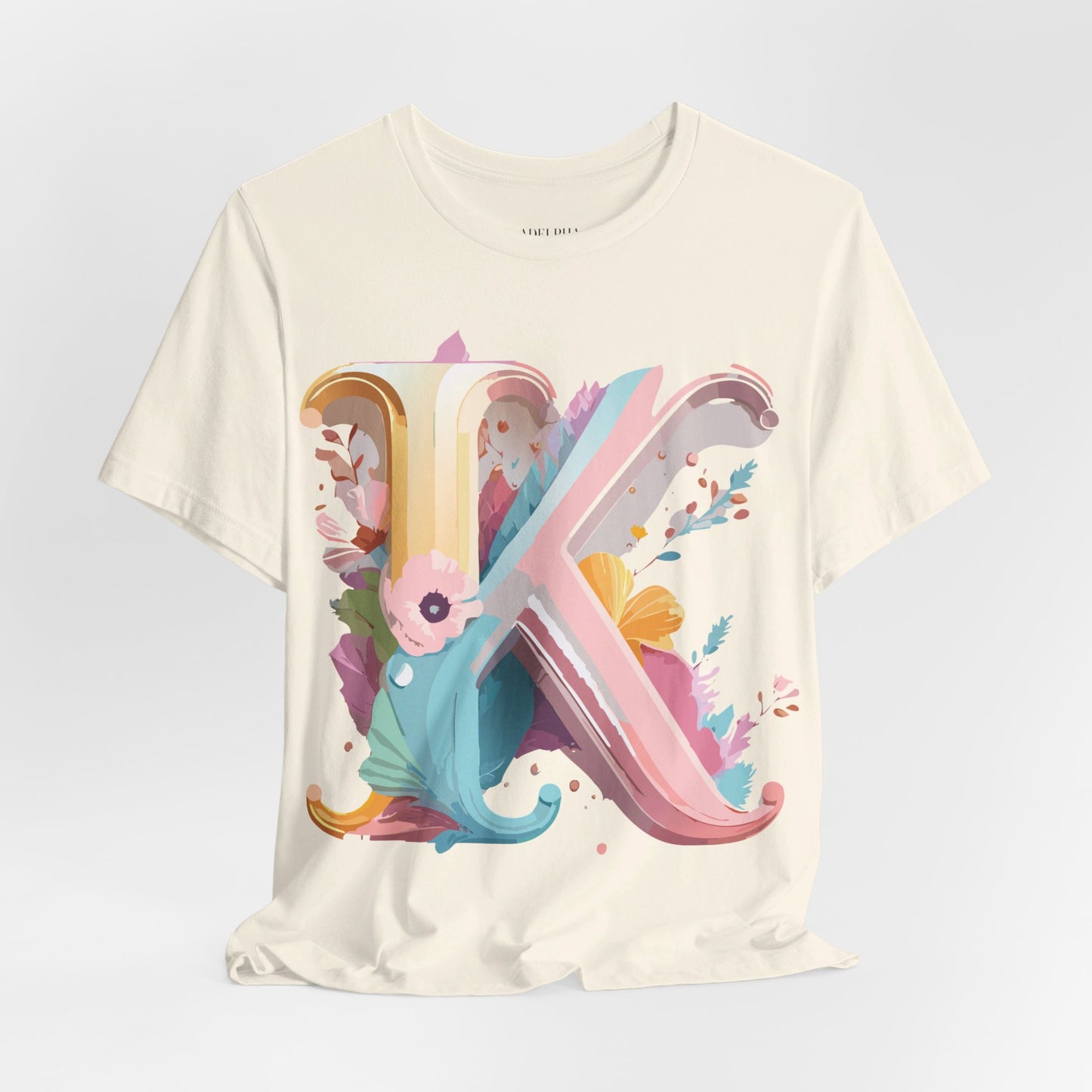 Natural Cotton Tee Shirt - Letters Collection - K