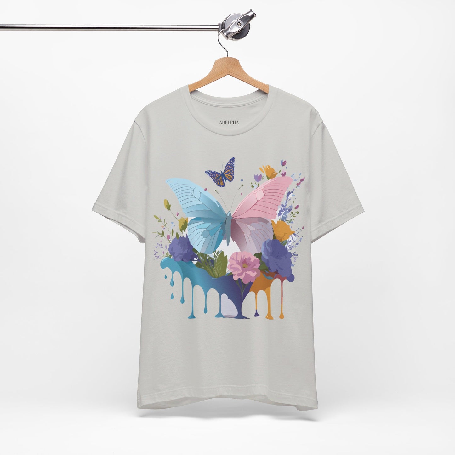 Natural Cotton Tee Shirt with Butterfly