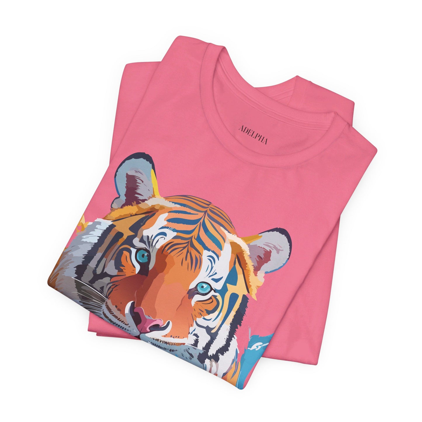 T-shirt en coton naturel avec motif tigre