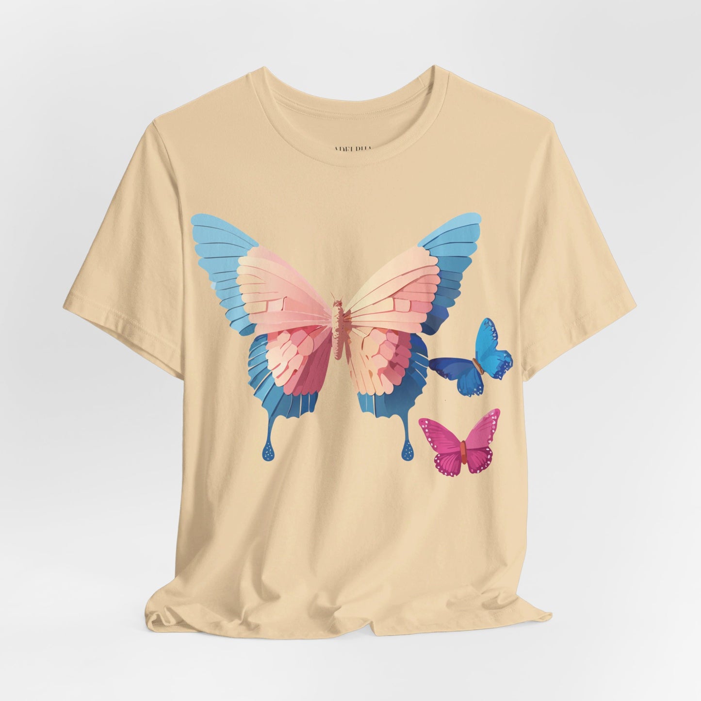 Natural Cotton Tee Shirt with Butterfly