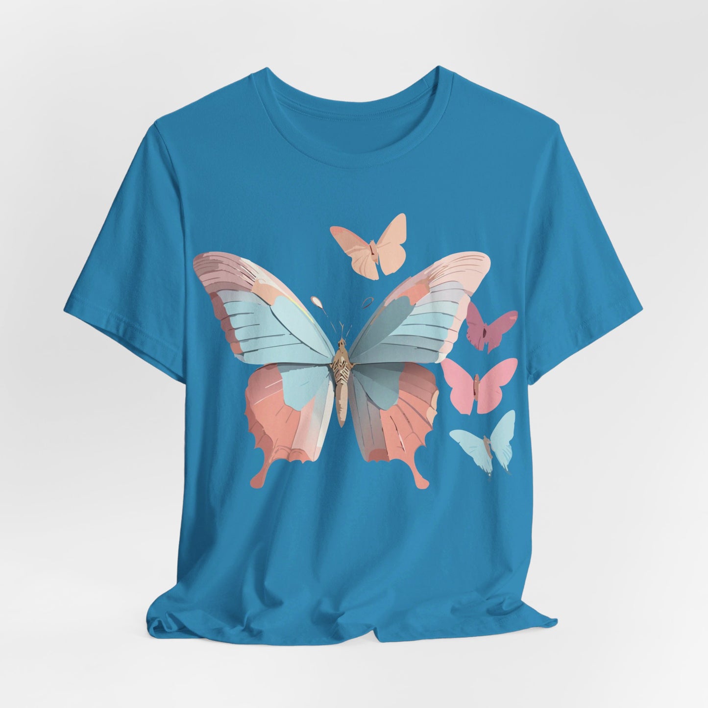 Natural Cotton Tee Shirt with Butterfly