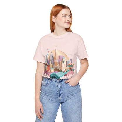 Natural Cotton Tee Shirt - Beautiful Places Collection - Paris Printify