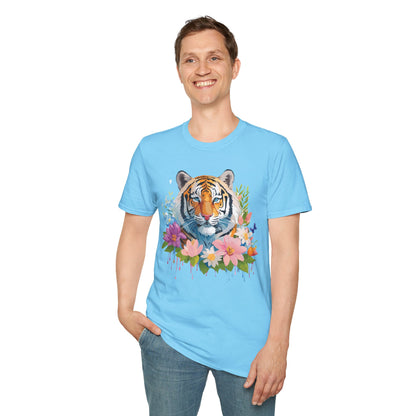 Tiger Print Unisex Softstyle T Shirt 100 Percent Ring Spun Cotton Tee