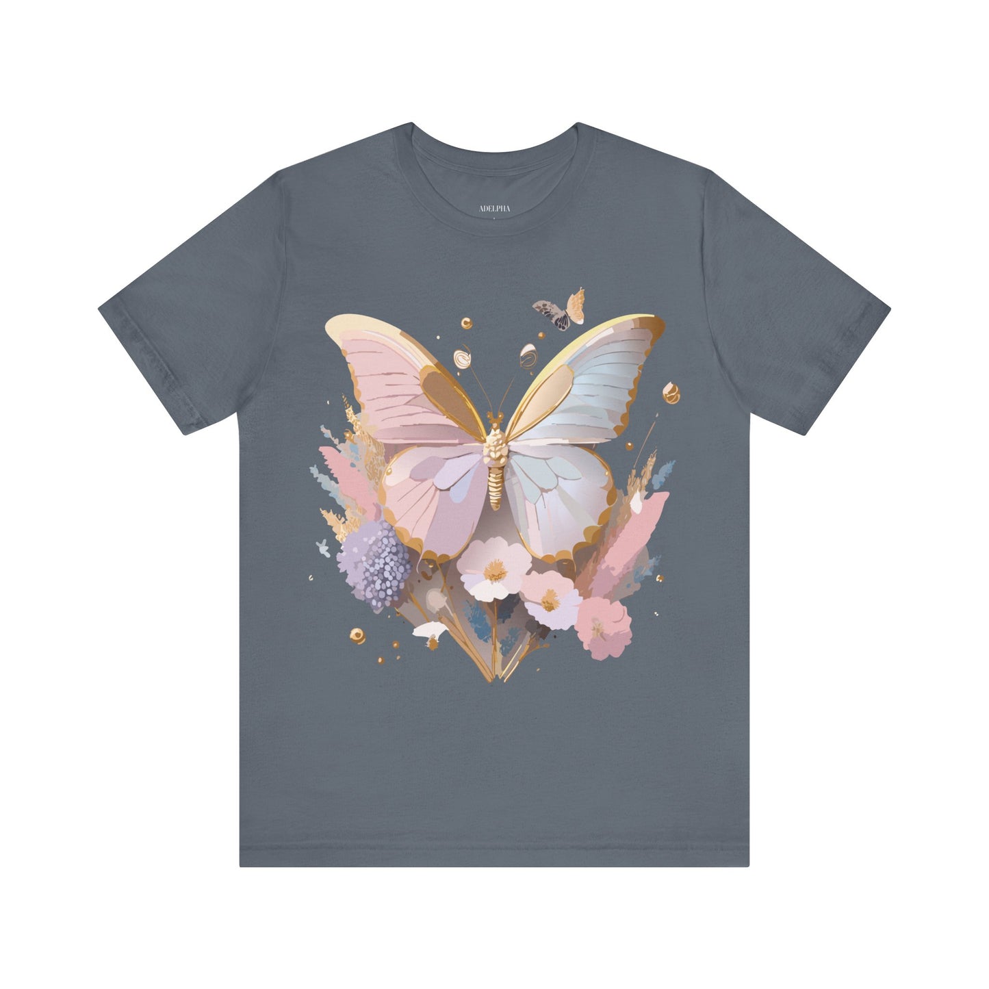 Natural Cotton Tee Shirt with Butterfly