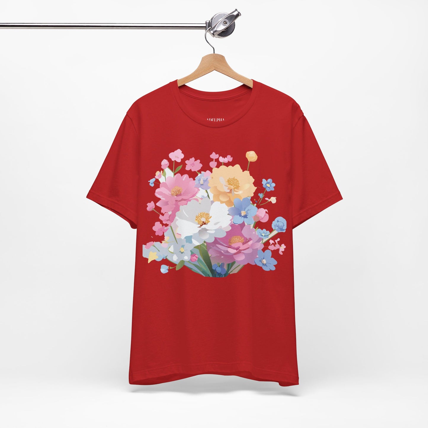 Natural Cotton Tee Shirt with Flowers