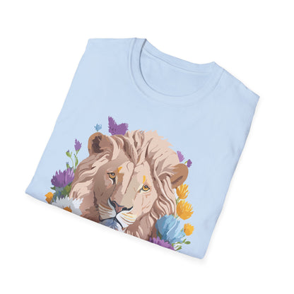 Lion Shirt Unisex Floral Lion Tee Gildan Softstyle 64000 Short Sleeve