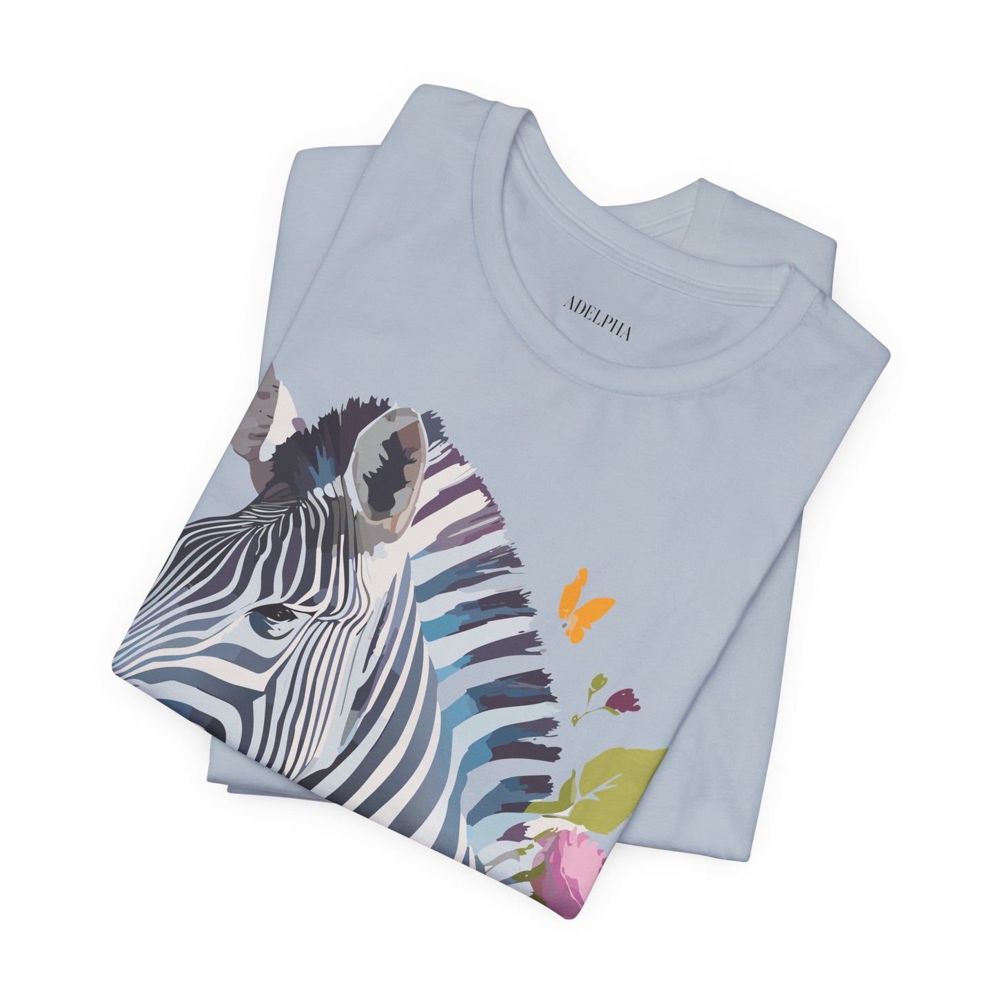 Natural Cotton Tee Shirt with Zebra