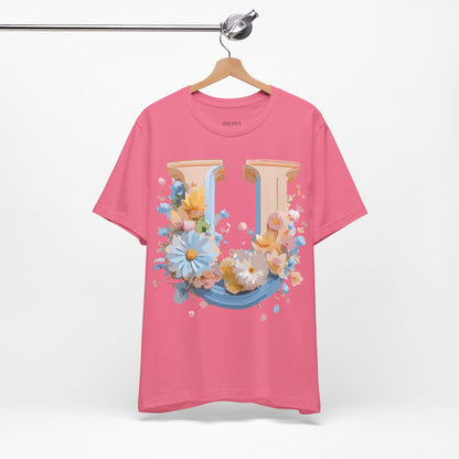 Natural Cotton Tee Shirt - Letters Collection - U Printify