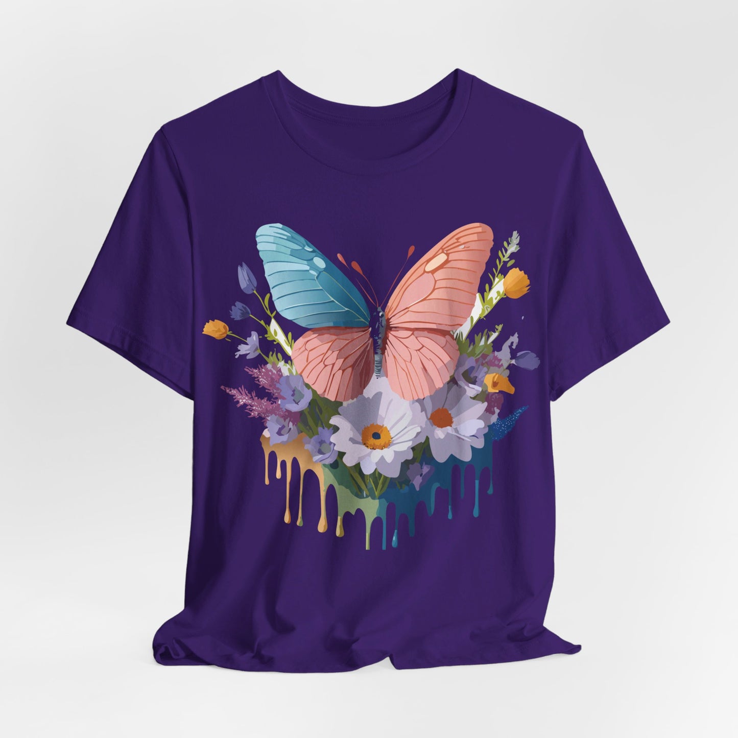 Natural Cotton Tee Shirt with Butterfly