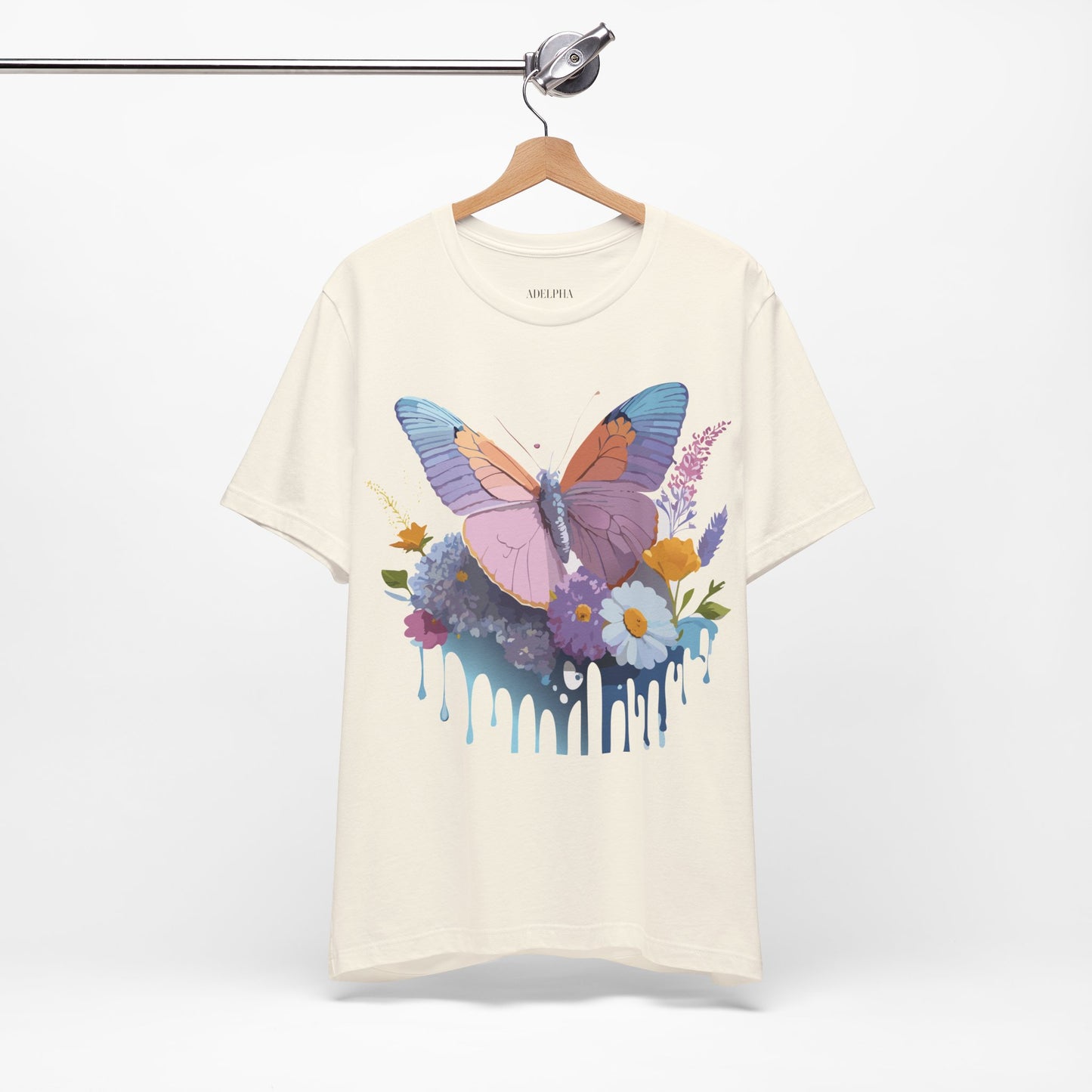 Natural Cotton Tee Shirt with Butterfly