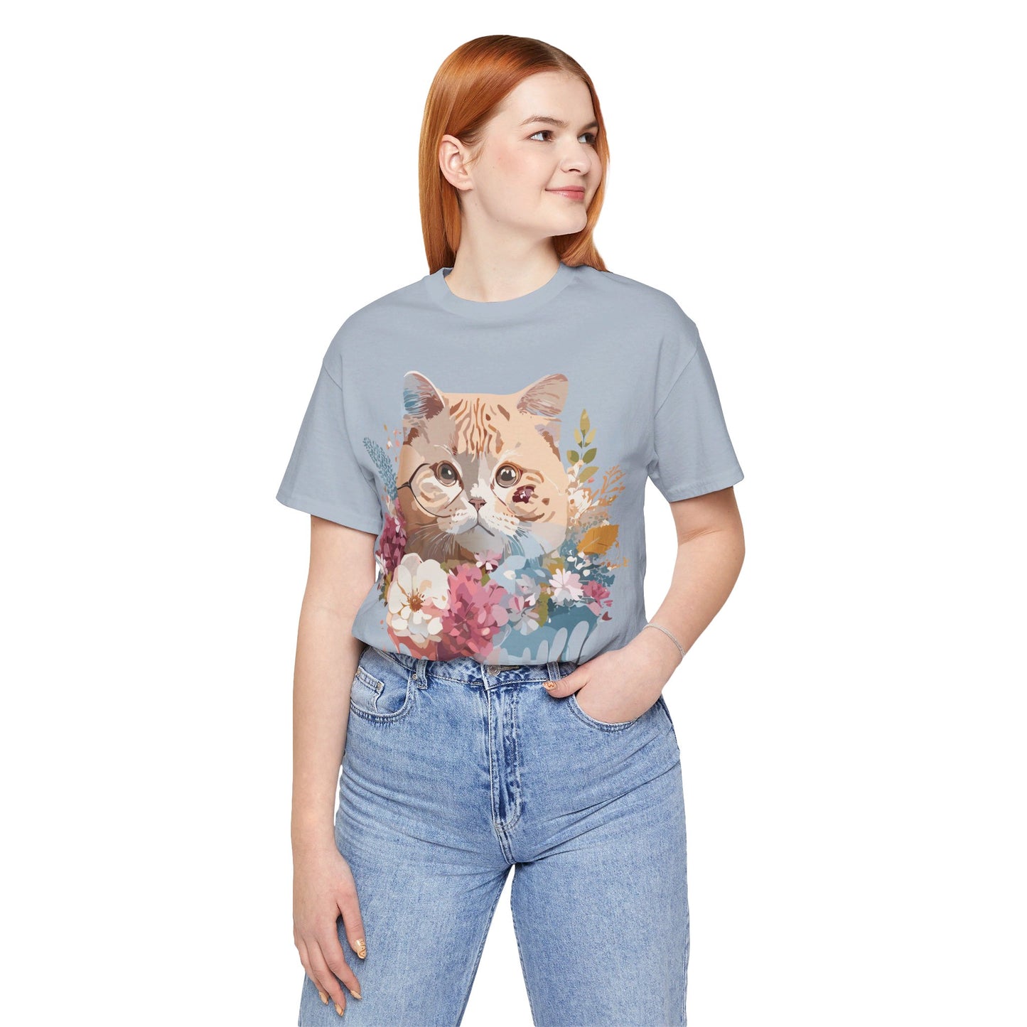 T-Shirt aus natürlicher Baumwolle mit Katze