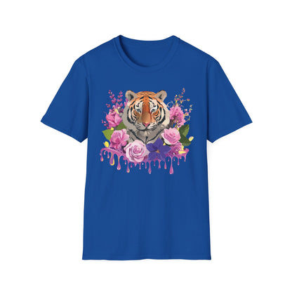 Tiger Print Shirt Unisex Animal Tee Softstyle Gildan 64000 Cotton