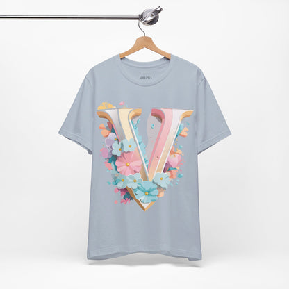 Natural Cotton Tee Shirt - Letters Collection - V Printify