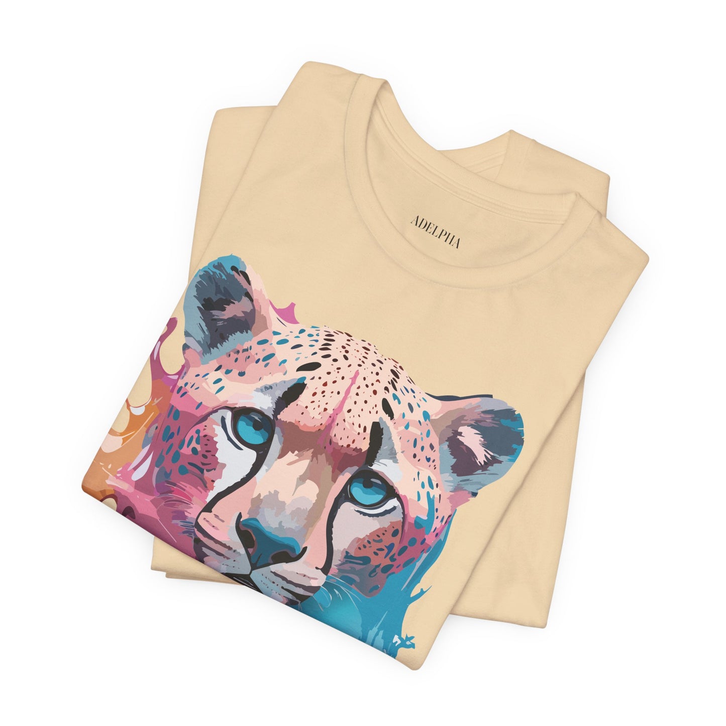 Natural Cotton Tee Shirt with Cheetah