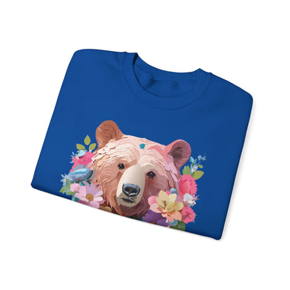 Unisex Floral Bear Sweatshirt Art Design Animals Print Gildan 18000