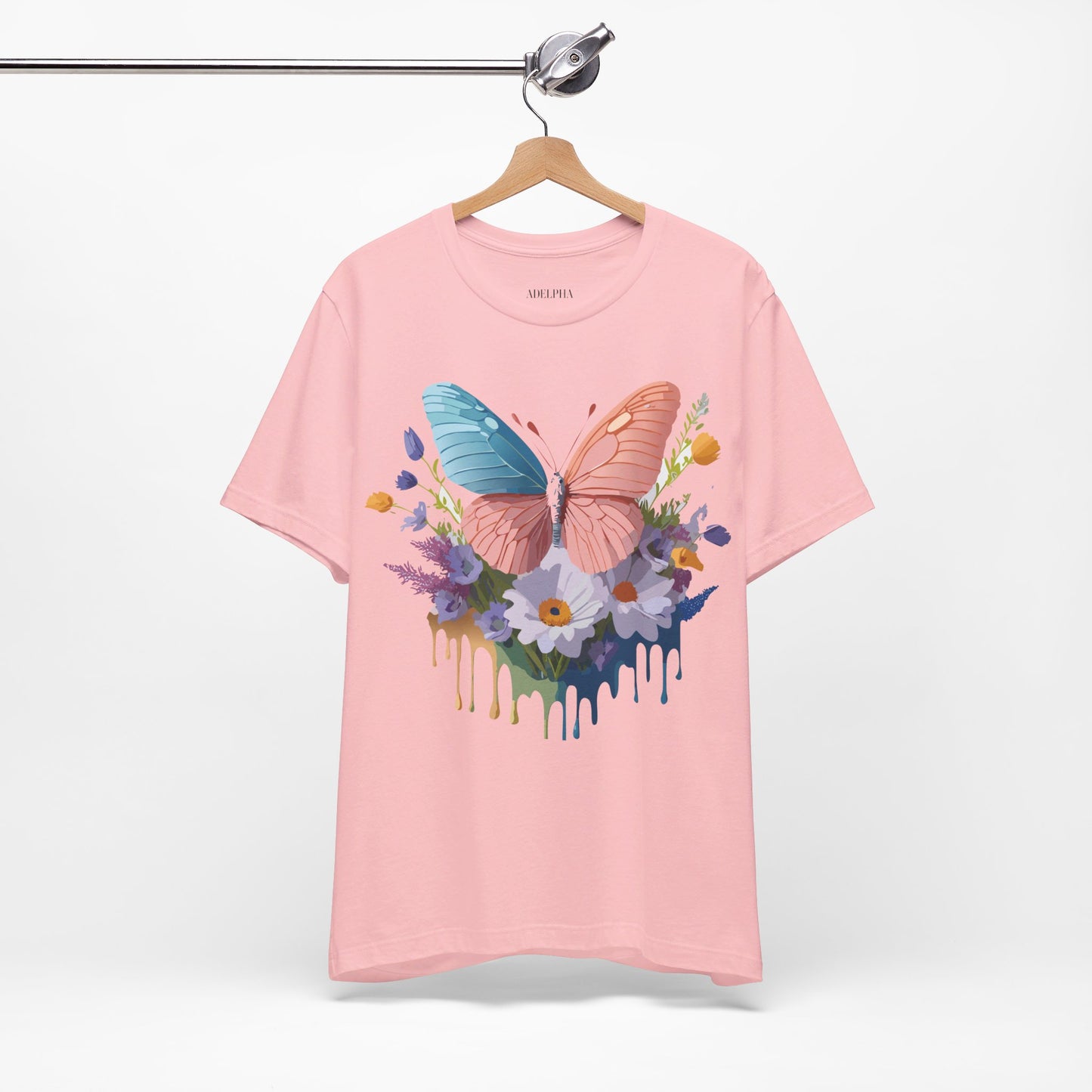 Natural Cotton Tee Shirt with Butterfly