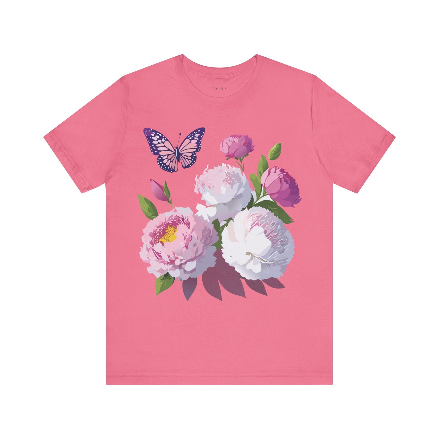 Natural Cotton Tee Shirt with Flowers