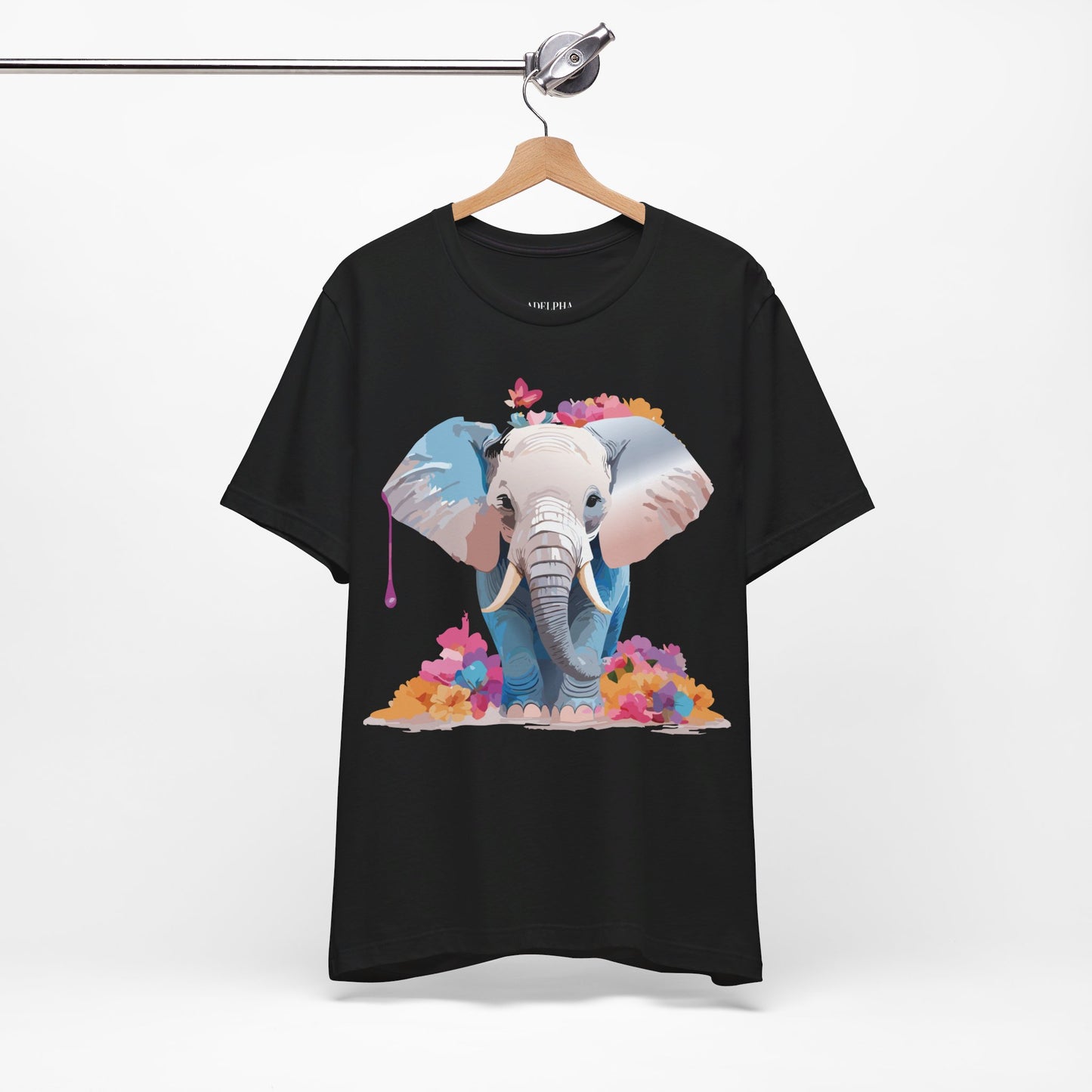 T-shirt en coton naturel avec motif éléphant