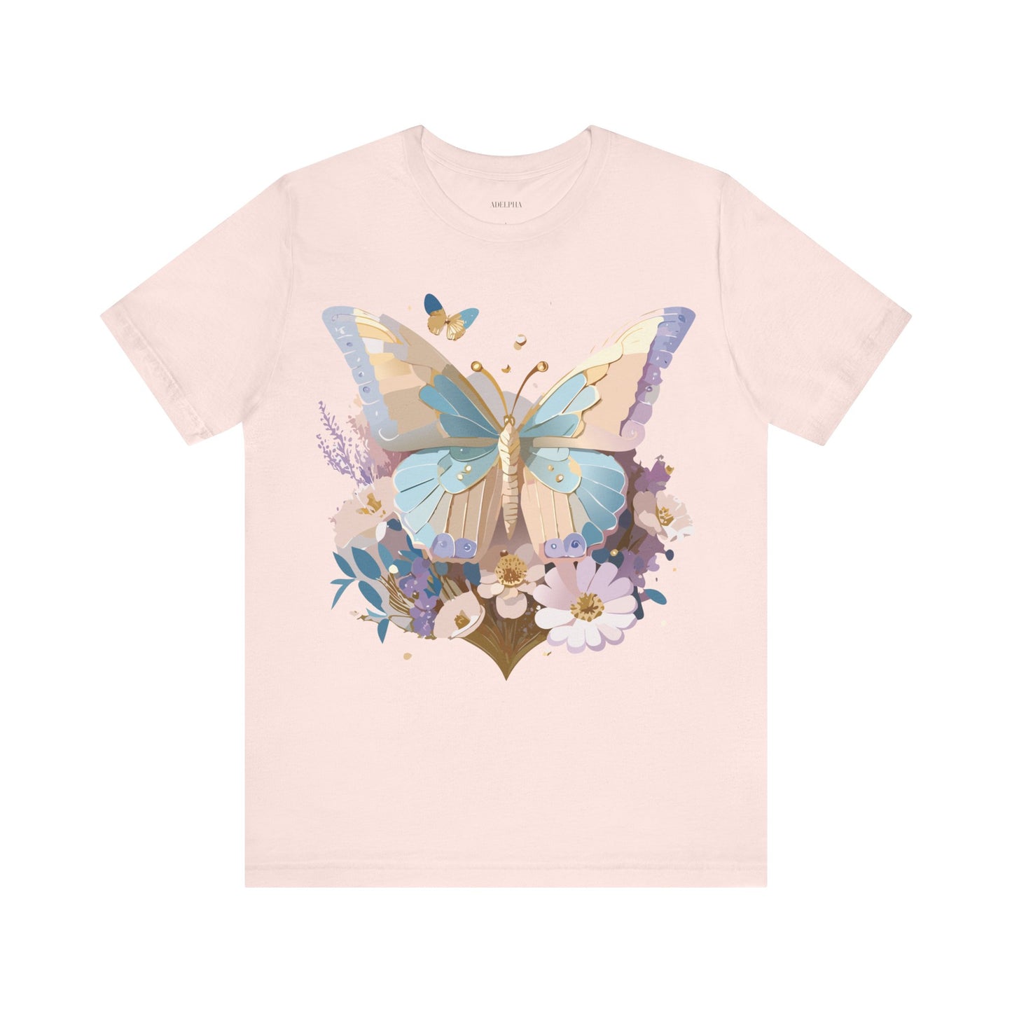 Natural Cotton Tee Shirt with Butterfly