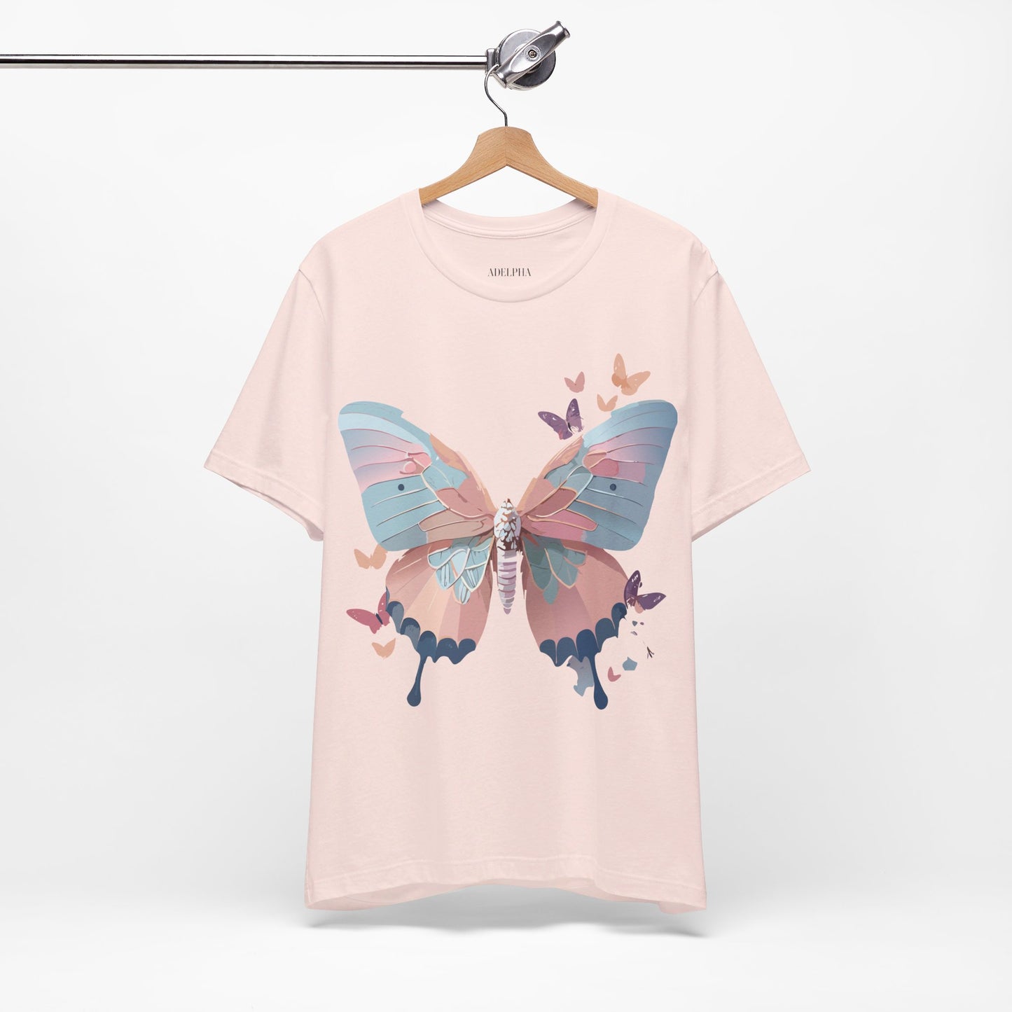 Natural Cotton Tee Shirt with Butterfly